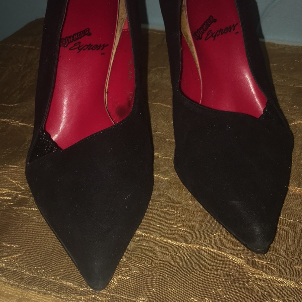 Rush Hour Express Black Suede Heels